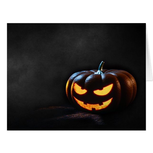 Cartão Halloween Pumpkin Jack-O-Lantern Spooky (Frente horizontal)