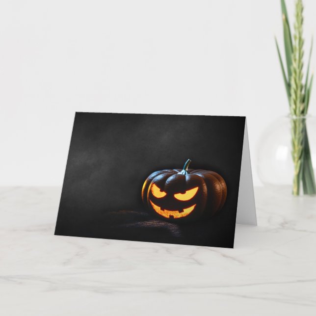 Cartão Halloween Pumpkin Jack-O-Lantern Spooky (Frente)