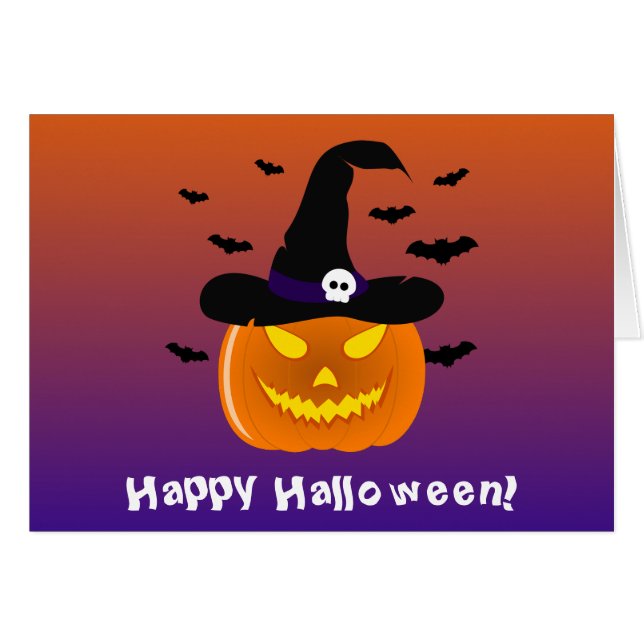 Cartão Halloween Pumpkin Jack o’ Lantern Withat (Frente Horizontal)