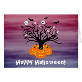 Cartão Halloween Pumpkin Jack o’ Lanterna Árvore Morto