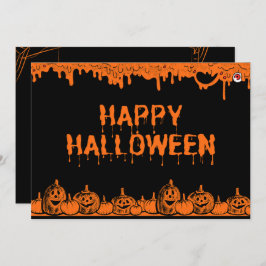 Cartão Halloween Pumpkin Typografia Cita Saudação Simples