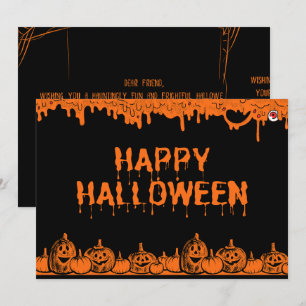 Cartão Halloween Pumpkin Typografia Cita Saudação Simples