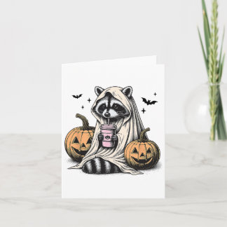 Cartão Halloween Raccoon Ghost