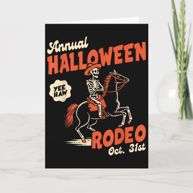 Cartão Halloween Rodeo Horse Western Cowboy Fall Autumn S (Frente)