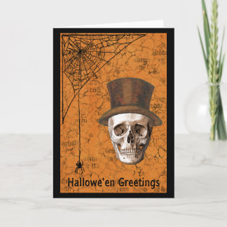 Cartão Halloween saudações Skull Spiderweb