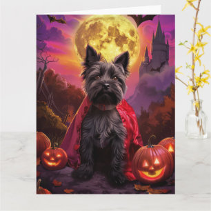 Cartão Halloween Scottish Terrier Vampire Pumpkins Scary