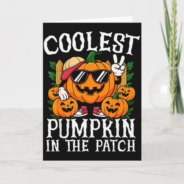 Cartão Halloween Shirt Boys Girls Kids Coolest Pumpkin In (Frente)