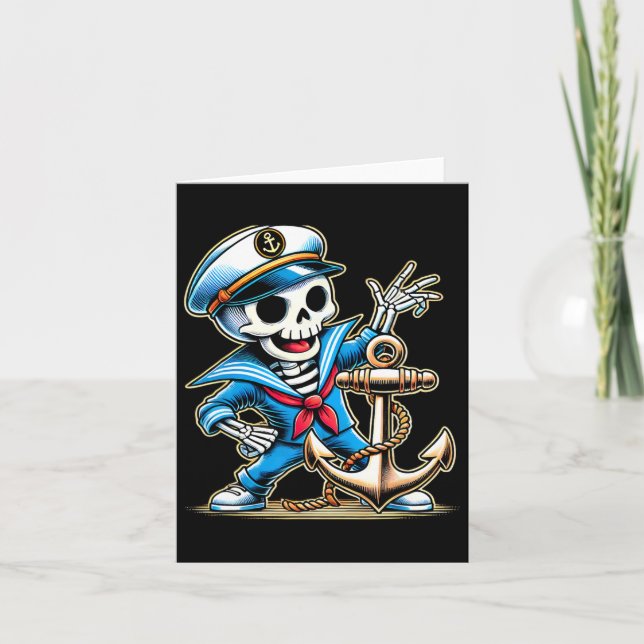 Cartão Halloween Skeleton Anchor Sailor (Frente)