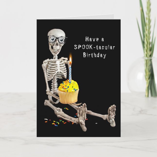Cartão Halloween Skeleton Birthday (Frente)