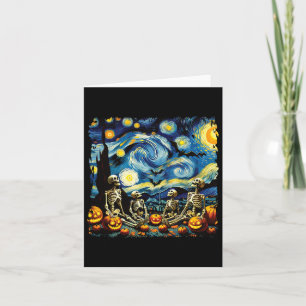 Cartão Halloween Skeleton Family Van Gogh Starry Night Pu