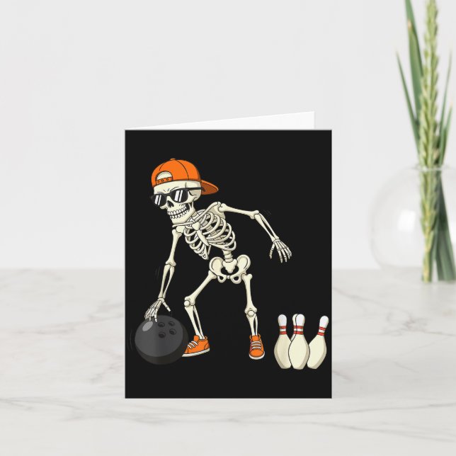 Cartão Halloween Skeleton Funny Bowling Lovers For Teens  (Frente)