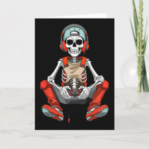 Cartão Halloween Skeleton Gamer Jogos Engraçados