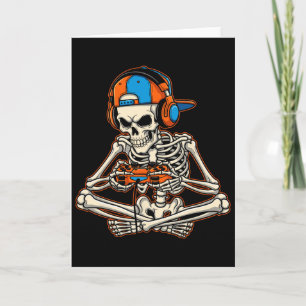 Cartão Halloween Skeleton Gamer Video Gaming Boys Men Kid