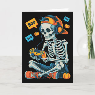 Cartão Halloween Skeleton Gamer Video Gaming Boys Men Kid