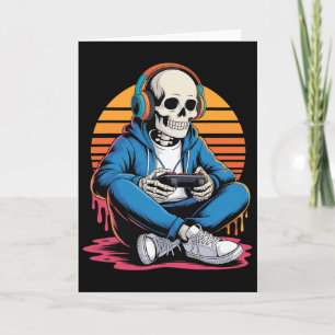 Cartão Halloween Skeleton Gamer Video Gaming Boys Men Kid