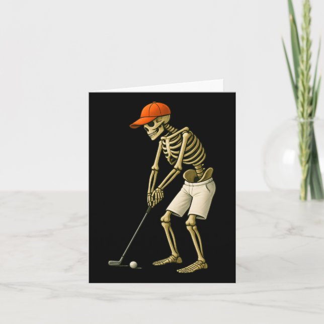 Cartão Halloween Skeleton Golf Costume Homens Engraçados  (Frente)