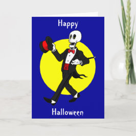 Cartão Halloween Skeleton in Tuxedo Suit