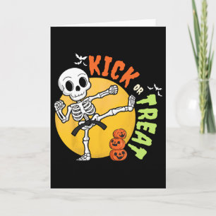 Cartão Halloween Skeleton Karate Kick Martial Art Taekwon