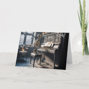 Cartão Halloween Skeleton toca Piano