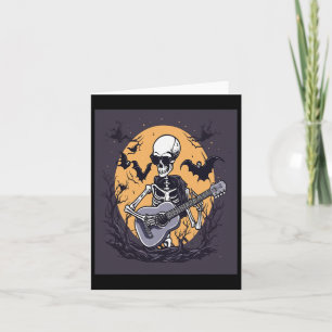 Cartão Halloween Skeleton tocando guitarra música engraça