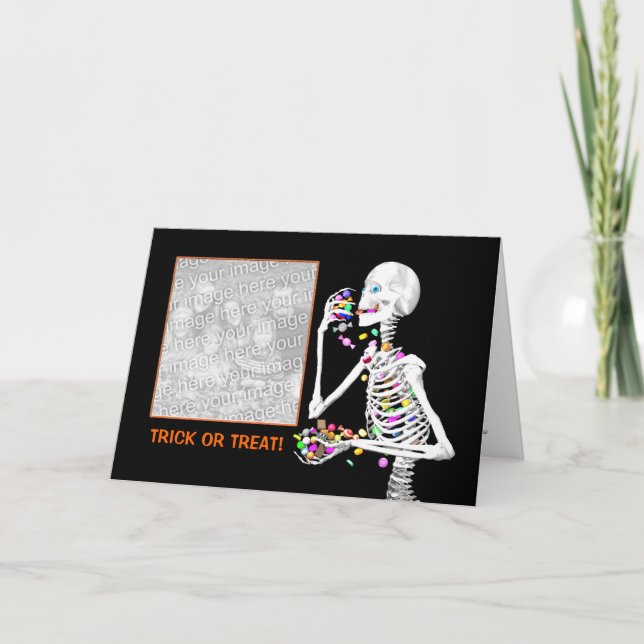 Cartão Halloween Skeleton Treats (photo frame) (Frente)