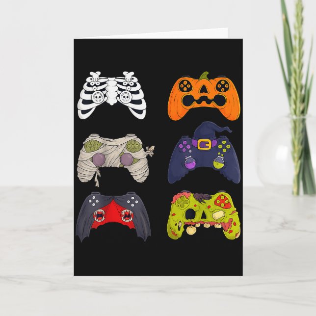 Cartão Halloween Skeleton Zombie Gaming Controllers  (Frente)