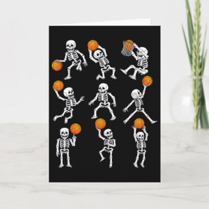 Cartão Halloween Skeletons Dunking Dribble Boys Ki