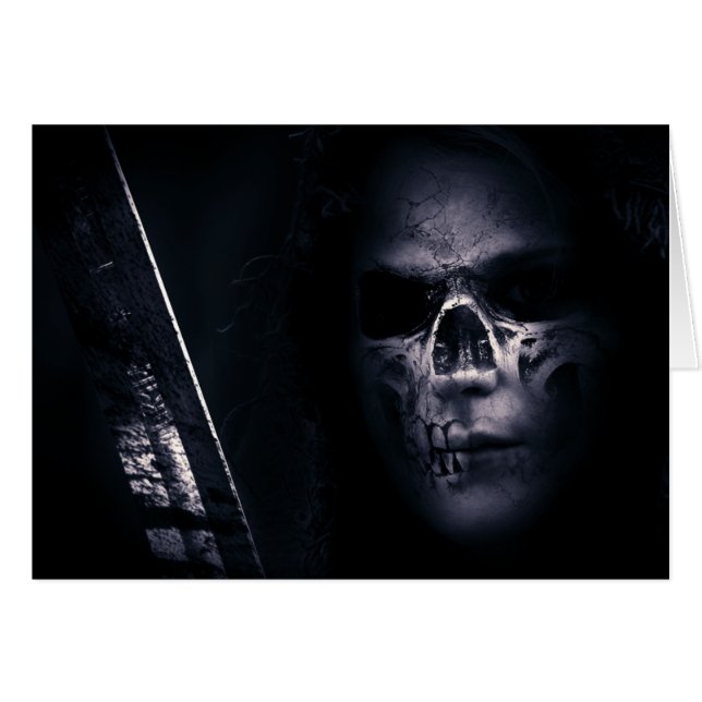 Cartão Halloween Skull (Frente Horizontal)