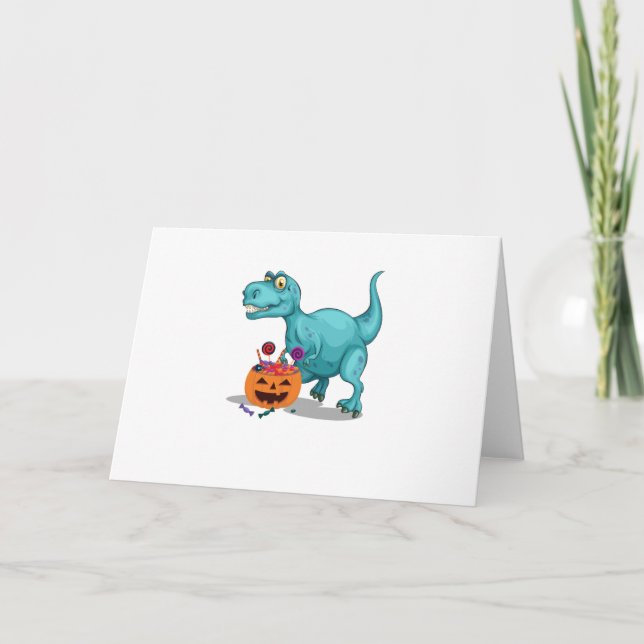 Cartão Halloween Sneak Dinosaur Funny  Halloween Candy (Frente)