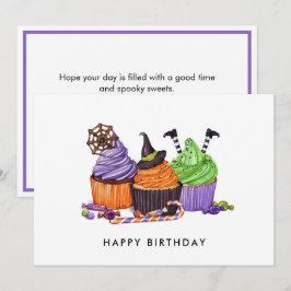 Cartão Halloween Spooky Cupcakes Doce Aniversário