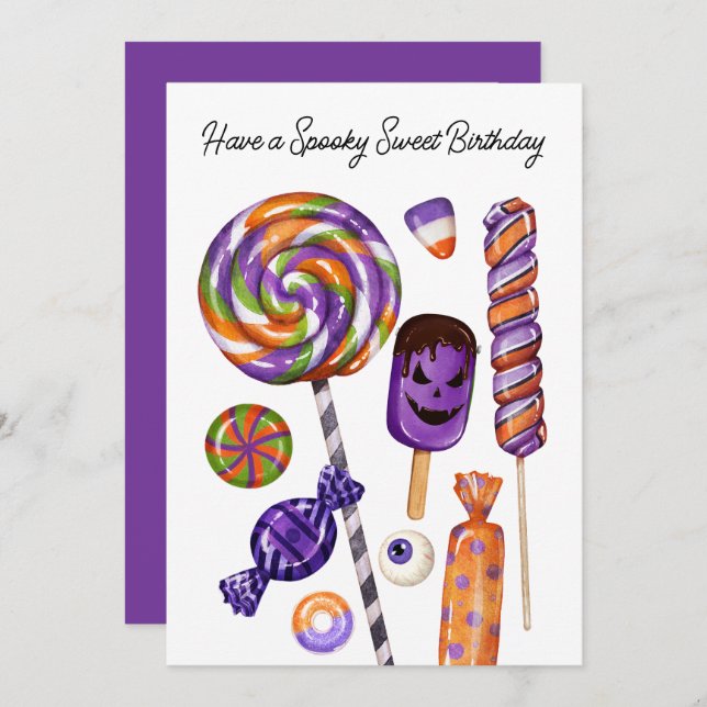 Cartão Halloween Spooky Sweet Birthday (Frente/Verso)