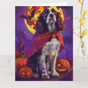 Cartão Halloween Springer Spaniel Vampire Pumpkins assust