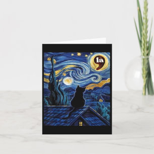 Cartão Halloween Starry Night Black Cat Comma La Kamala H