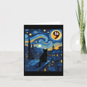 Cartão Halloween Starry Night Black Cat Comma La Kamala H