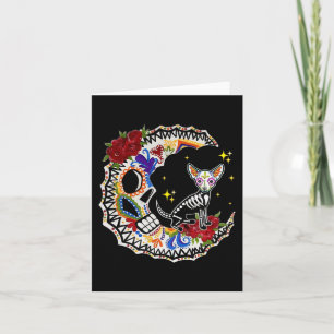 Cartão Halloween Sugar Skull Chihuahua e Moon Lover