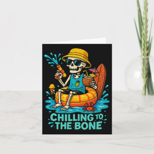 Cartão Halloween Summer Chilting To Bone Skeleton Flo