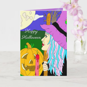 Cartão Halloween Temático de Bruxa