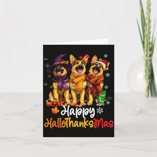 Cartão Halloween Thanksgiving Christmas German Shepherd D (Frente)