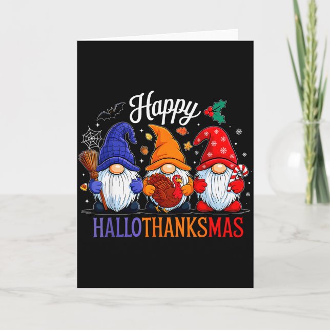 Cartão Halloween Thanksgiving Christmas Happy Hallothanks (Frente)