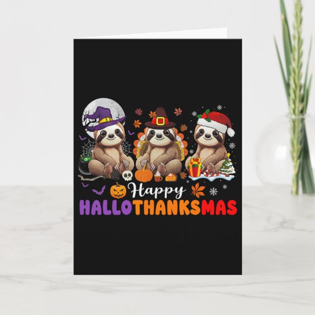 Cartão Halloween Thanksgiving Christmas Happy Hallothanks (Frente)