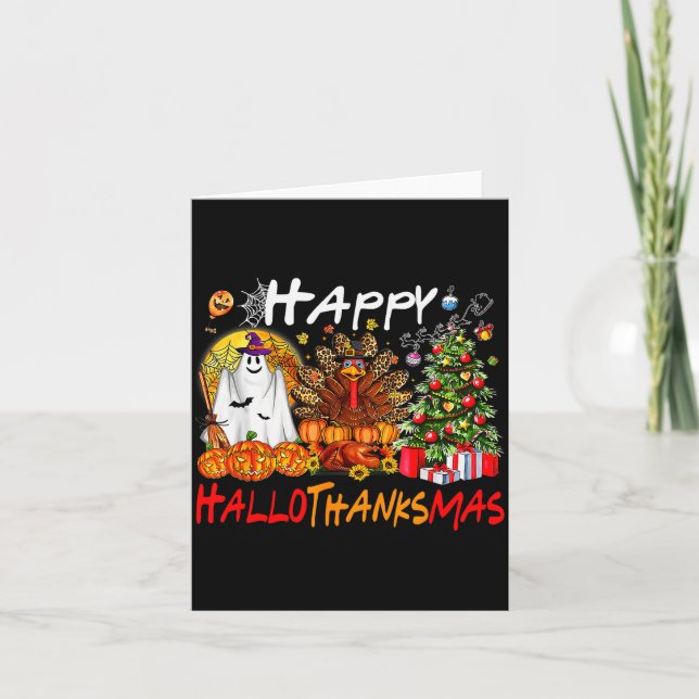 Cartão Halloween Thanksgiving Christmas Turkey Happy Hall (Frente)