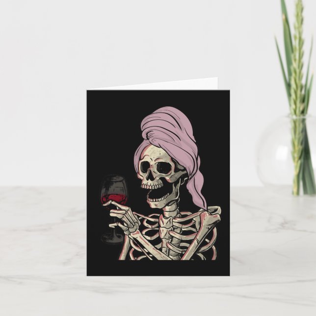 Cartão Halloween Theme Skeleton Wine (Frente)