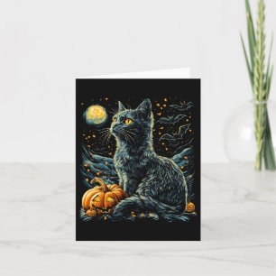 Cartão Halloween Van Gogh Starry Night Black