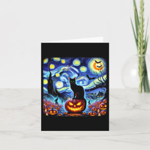 Cartão Halloween Van Gogh Starry Night Black