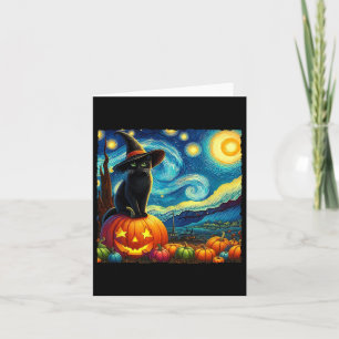 Cartão Halloween Van Gogh Starry Night Black Witch Ha