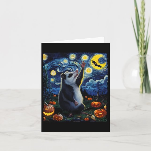 Cartão Halloween Van Gogh' Starry Night Ogambm Pumpkins (Frente)