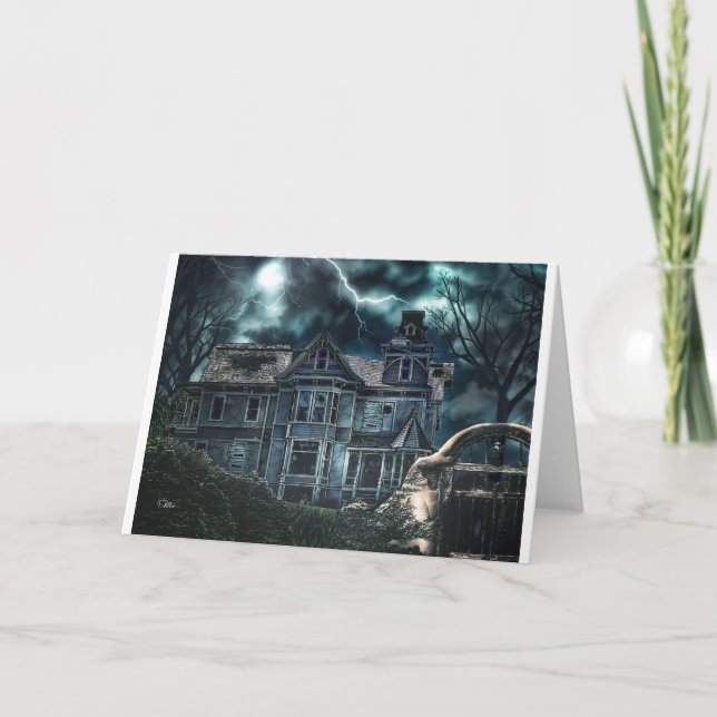 Cartão Halloween Victorian House (Frente)