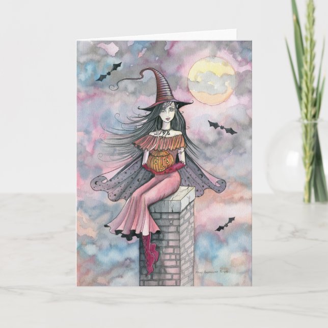 Cartão Halloween Witch Card by Molly Harrison (Frente)