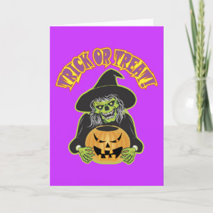 Cartão Halloween Witch Skull