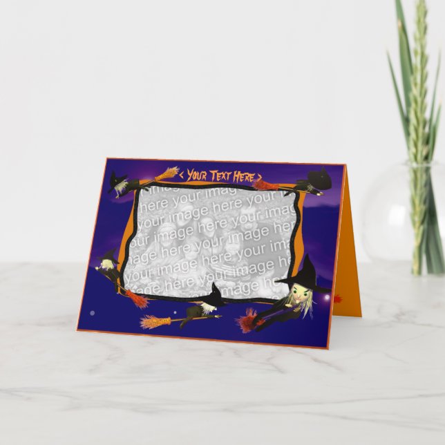 Cartão Halloween Witch Traffic (photo frame) (Frente)